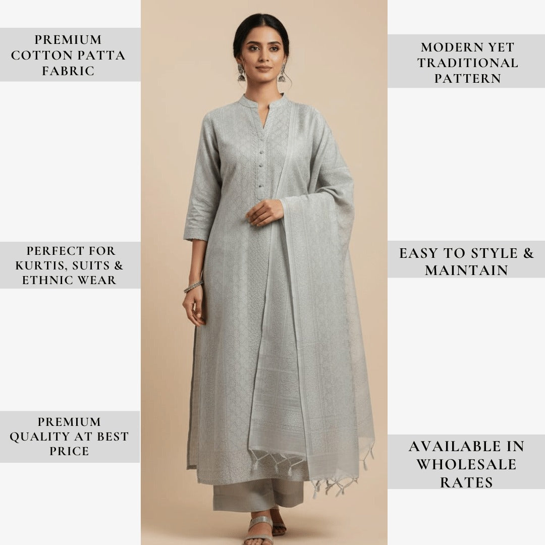 Grey cotton ethnic kurti suit fabric
Daily festive women wear