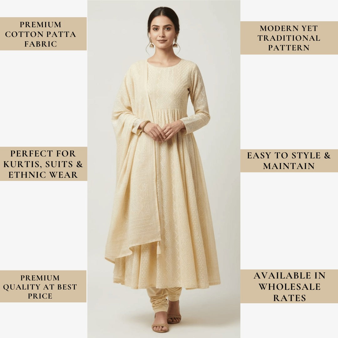 Cream cotton ethnic kurti suit fabric
Casual festive women wear