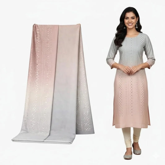 Luxury dual-tone ombre kurti suit fabric with mirror work