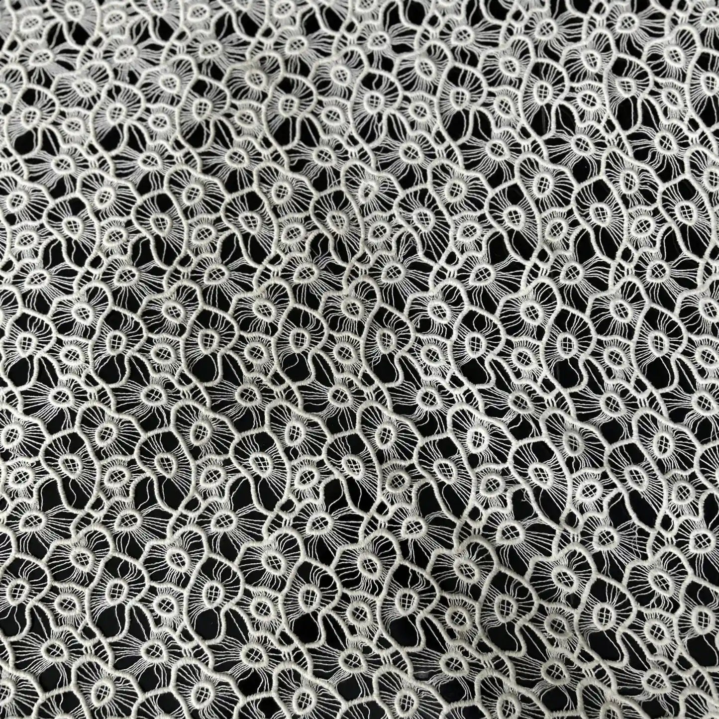GPO dyeable floral lace fabric, 44-inch width, ideal for dresses, kurtis, gowns and designer garments.