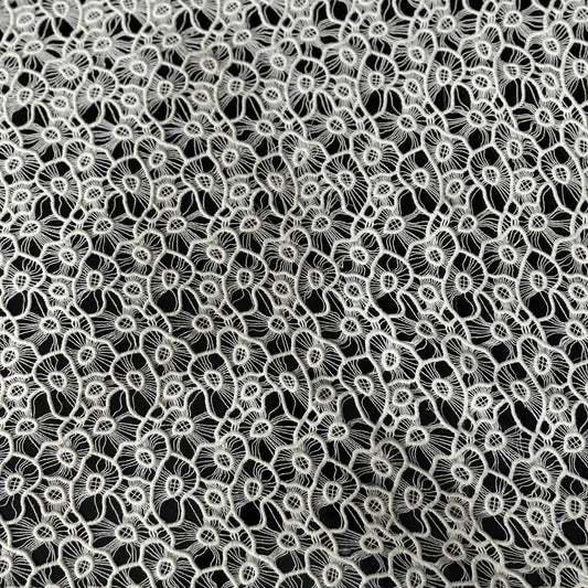 GPO dyeable floral lace fabric, 44-inch width, ideal for dresses, kurtis, gowns and designer garments.