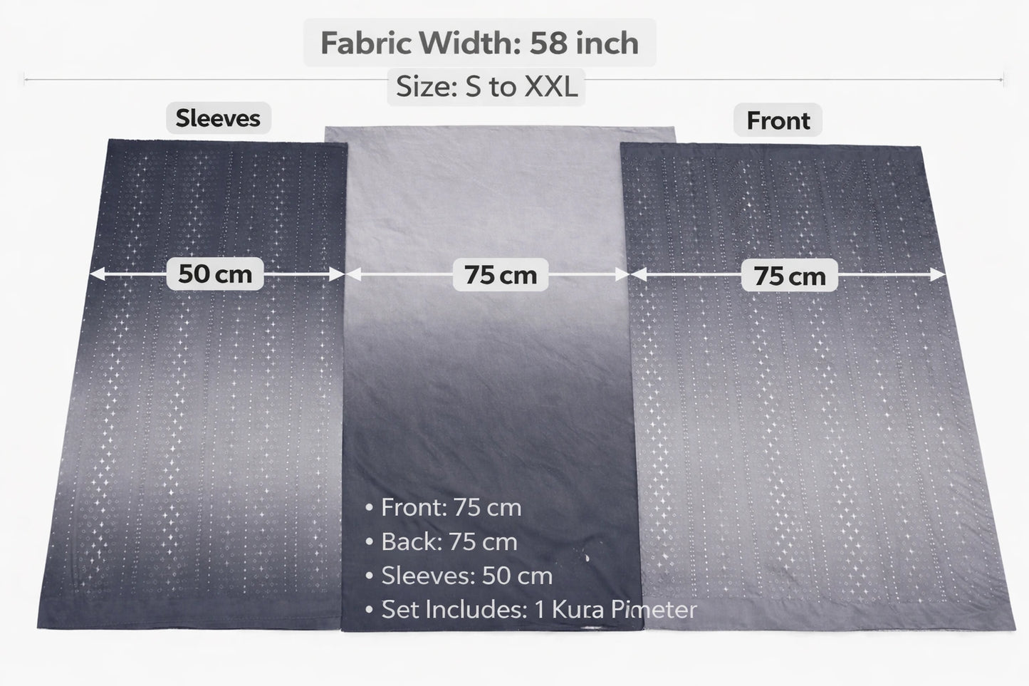 Women’s grey silver ombre embroidered suit fabric