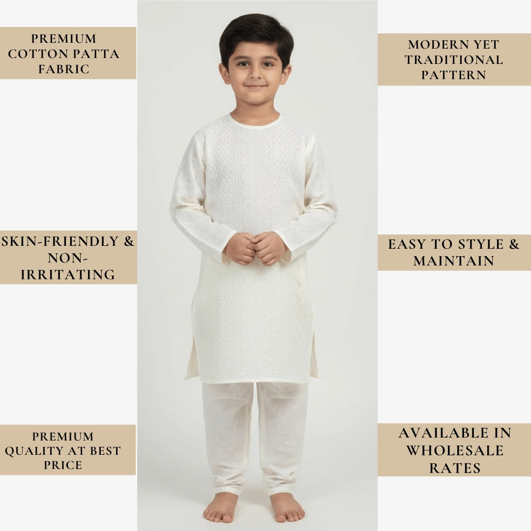 Cream cotton ethnic fabric kids wear
Daily festive kurta material