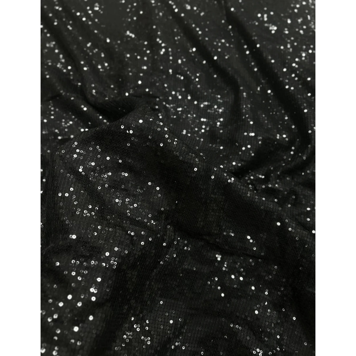 Black Sequin Georgette Fabric Close-up