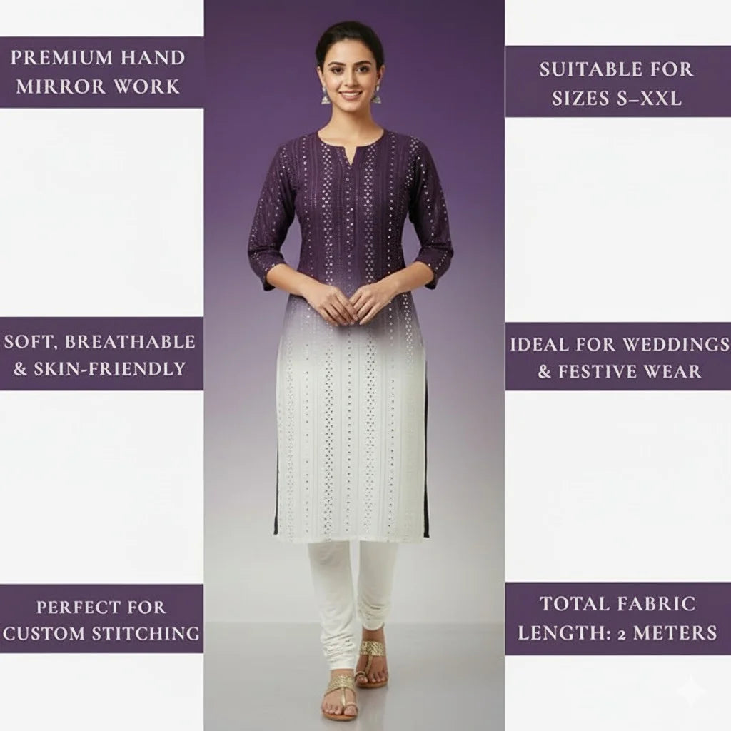 Luxury purple ombre kurti fabric for party outfits