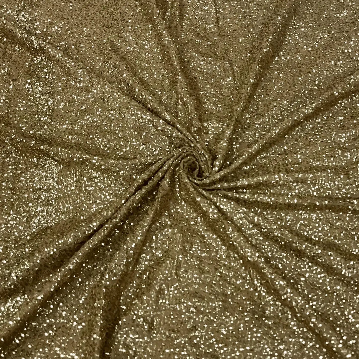 Premium Midnight Gold Kichdi Georgette Fabric featuring a rich glitter shimmer finish with elegant drape, ideal for festive outfits, designer gowns, cocktail dresses and wedding apparel.