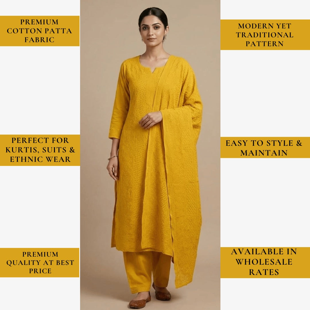 Mustard cotton paataa fabric 58 inch width
Haldi special kurti suit material