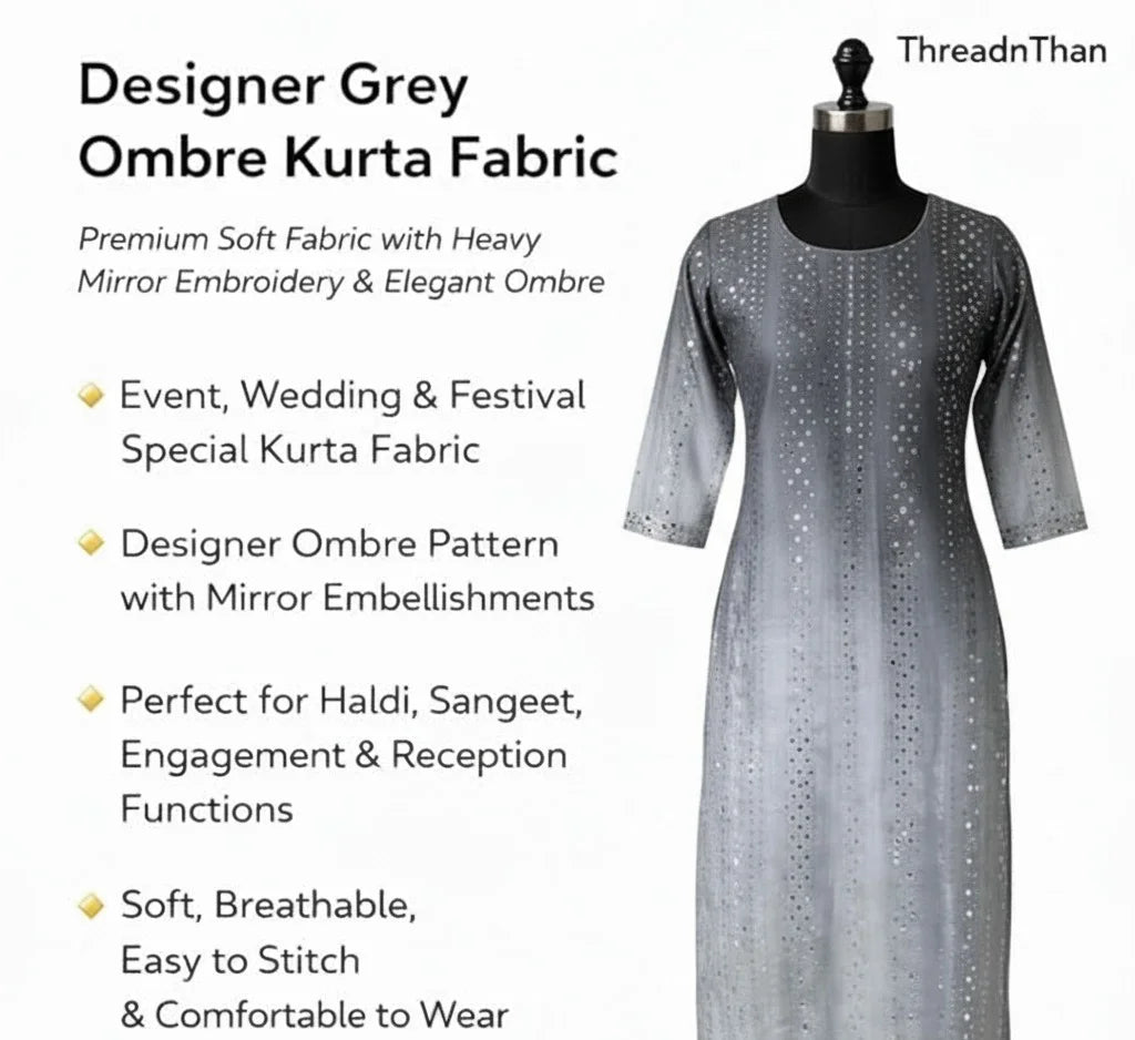 Ombre embroidered kurti fabric for wedding and festive wear