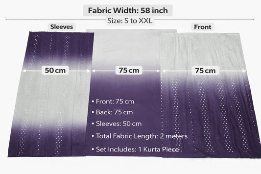Women’s purple silver ombre mirror embroidered suit fabric
