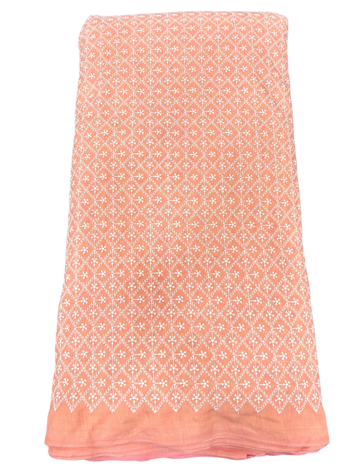 Pink lakhnavi embroidery cotton fabric for women’s suits, men’s kurtas and elegant festive outfits
