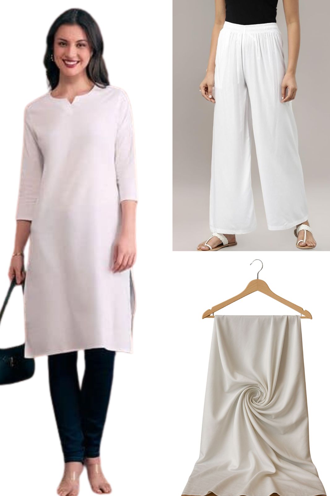 High-Quality White Rayon Fabric – Comfortable Sewing & Tailoring Material.