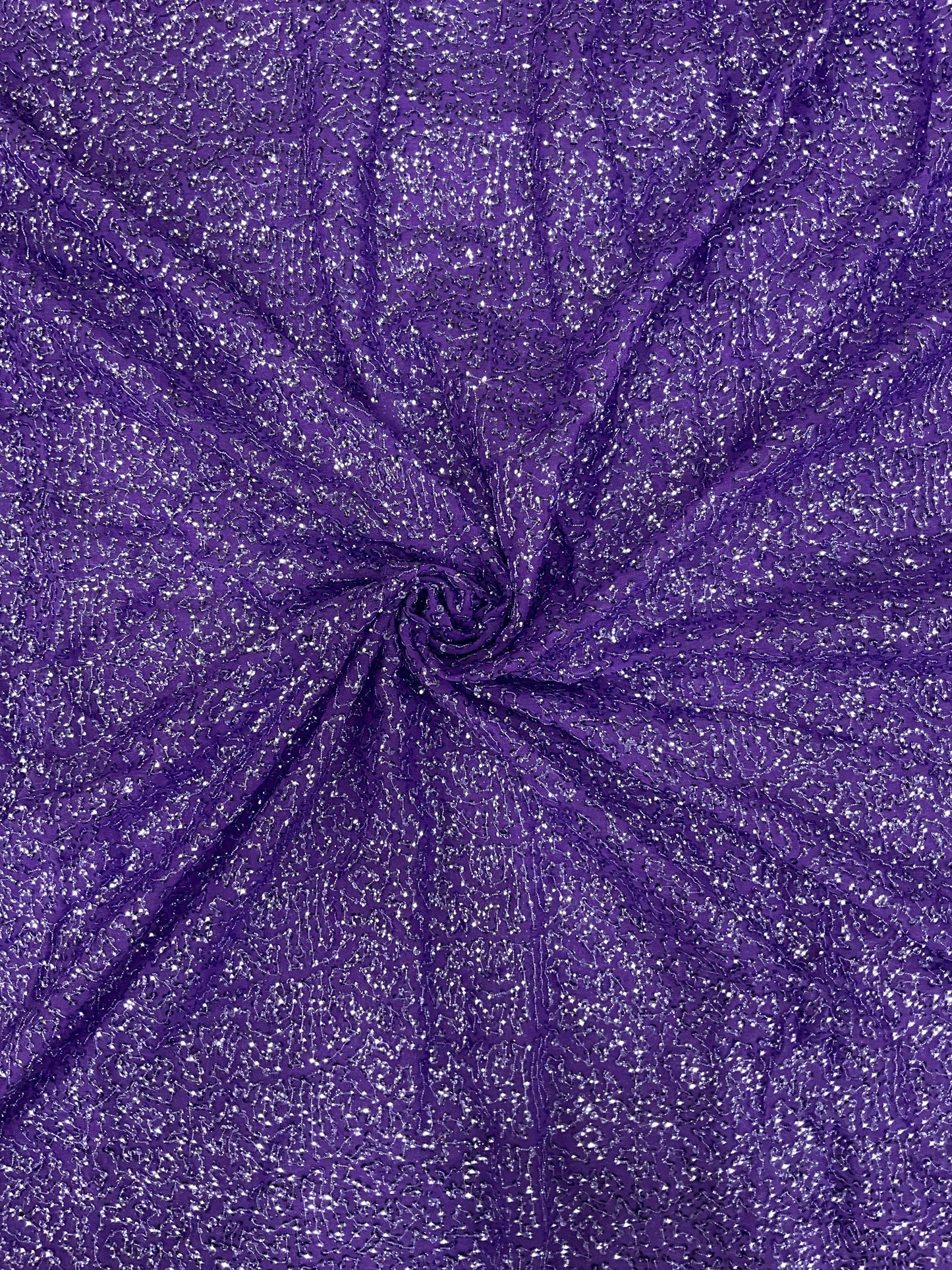Premium purple glittery georgette fabric for gowns, kurtas and party wear dresses