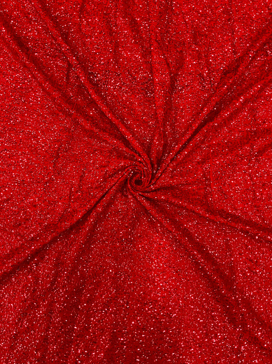 Premium red glittery georgette fabric for gowns, kurtas and saree blouses