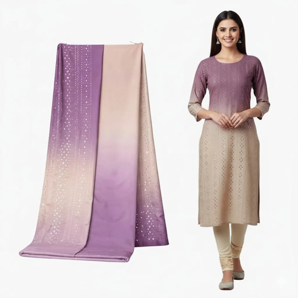 Regal ombre mirror work women’s kurti suit fabric