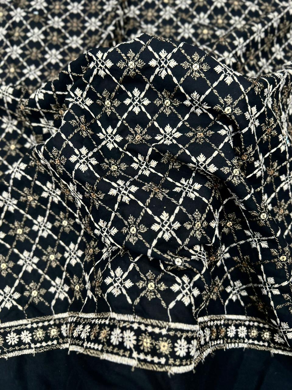 designer embroidered kurti material