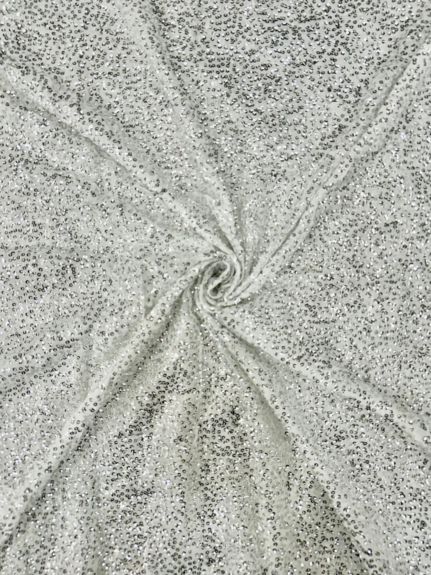 White glitter textured georgette fabric for bridal and party wear clothing