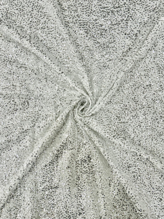 White glitter textured georgette fabric for bridal and party wear clothing